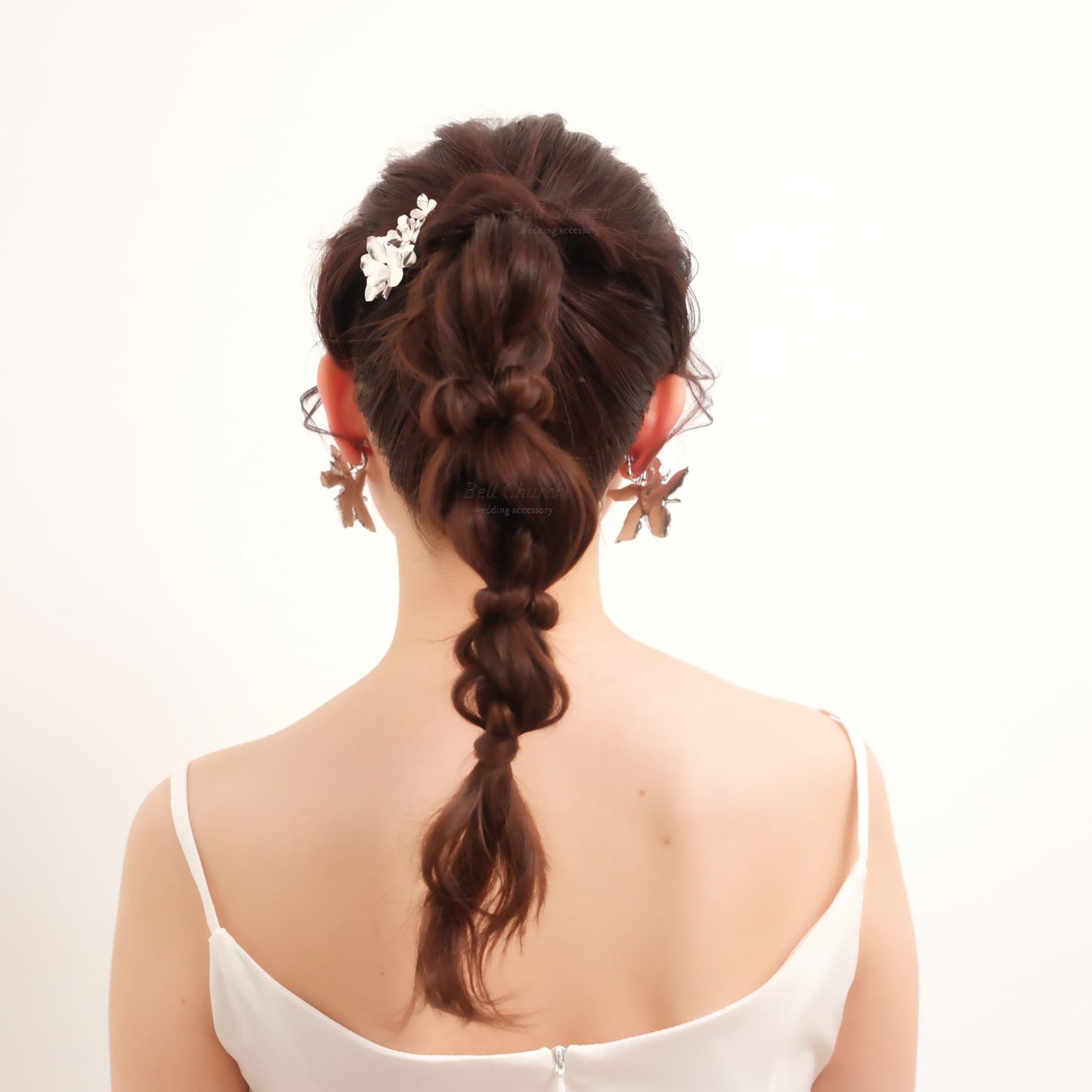 ブライダル ヘアクリップ フラワーお花 メタル ニュアンス ｜シルバー (BC-H69)【結婚式　アクセサリー　ヘアアクセサリー　ヘアクリップ】