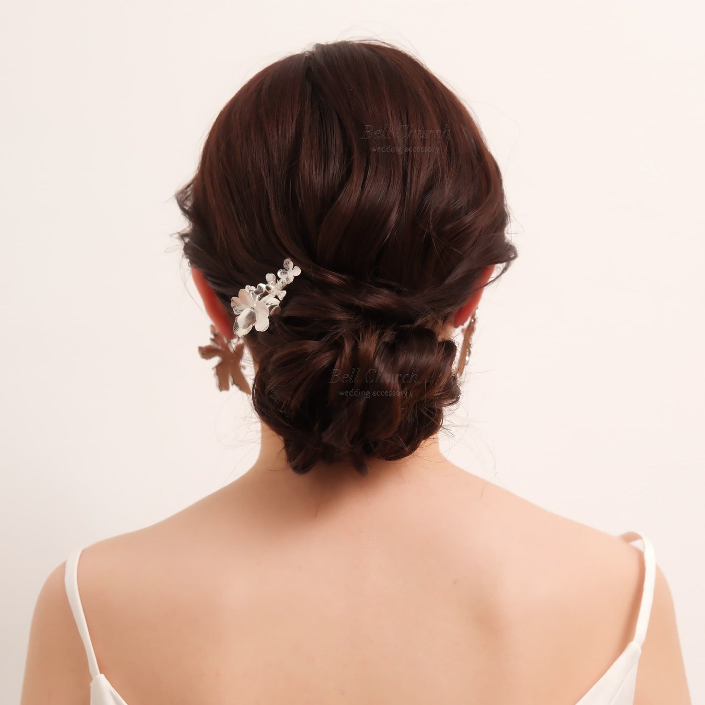 ブライダル ヘアクリップ フラワーお花 メタル ニュアンス ｜シルバー (BC-H69)【結婚式　アクセサリー　ヘアアクセサリー　ヘアクリップ】