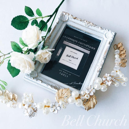 カチューム パール お花モチーフ (BC-H6)｜ウェディングカチューシャ【結婚式　アクセサリー　ヘッドドレス　ヘアアクセサリー】