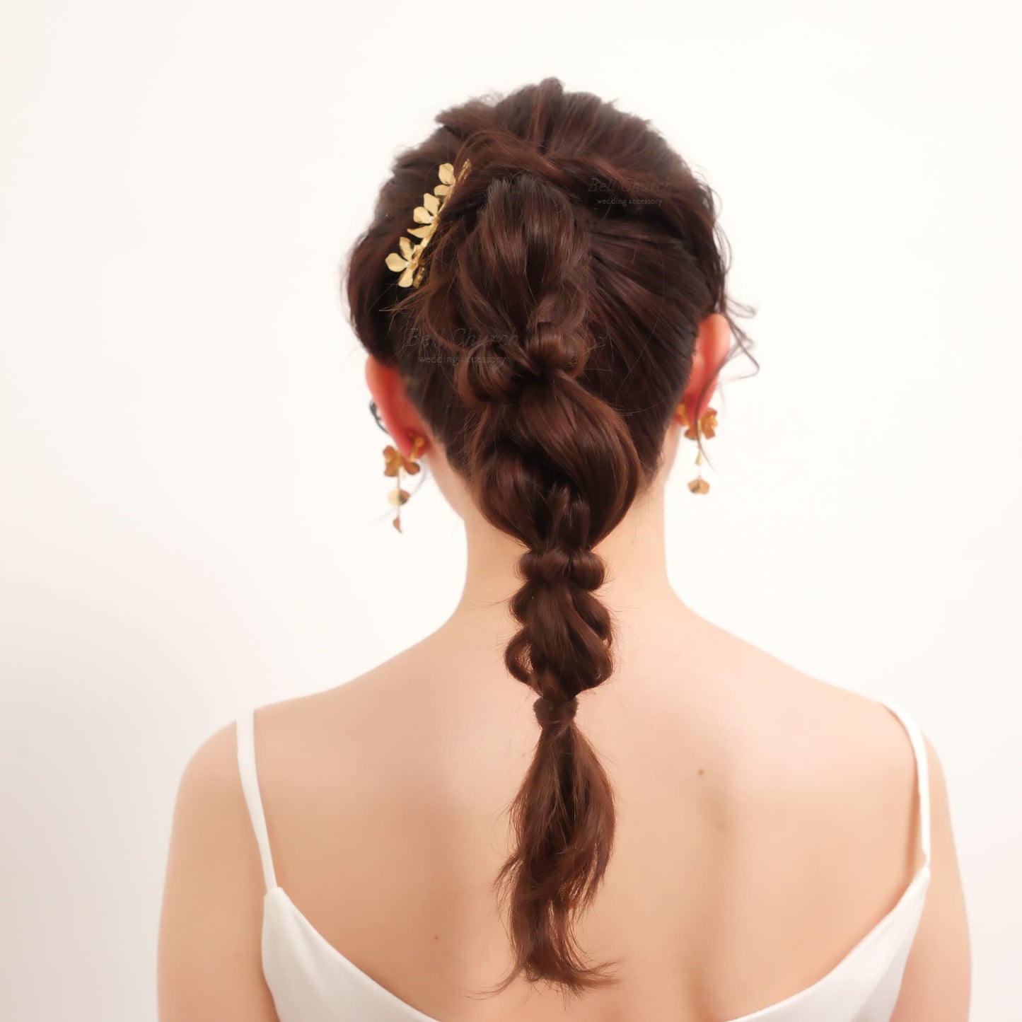 ブライダル ヘアクリップ パール フラワーお花 メタル ニュアンス ｜ゴールド (BC-H70)【結婚式　アクセサリー　ヘアクリップ　ヘアアクセサリー】