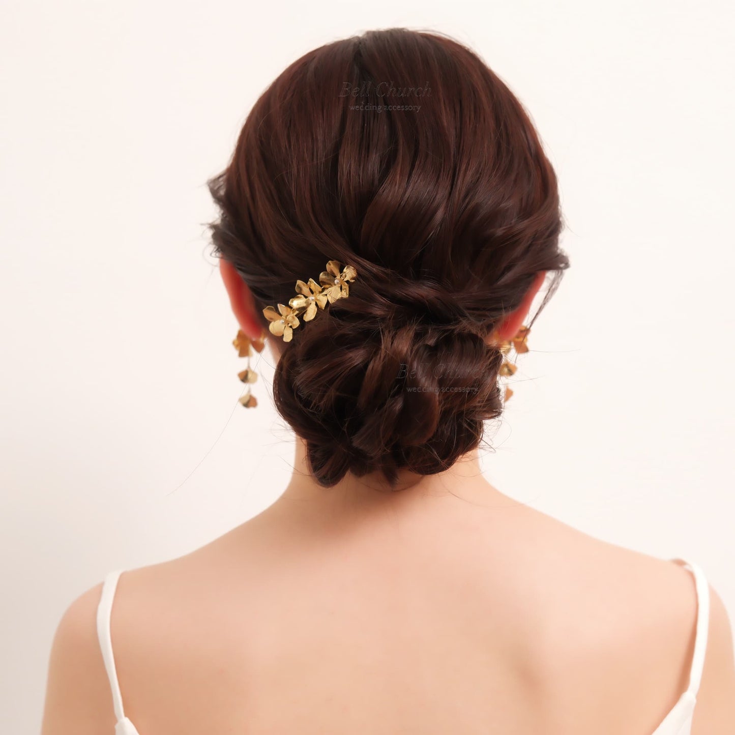ブライダル ヘアクリップ パール フラワーお花 メタル ニュアンス ｜ゴールド (BC-H70)【結婚式　アクセサリー　ヘアクリップ　ヘアアクセサリー】