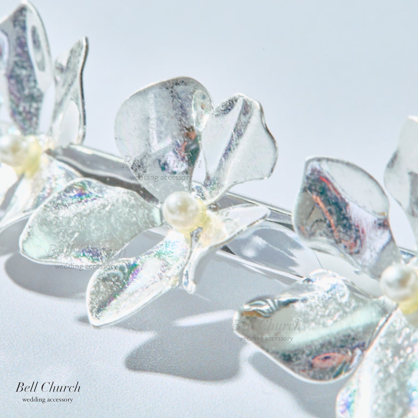 ブライダル ヘアクリップ パール フラワーお花 メタル ニュアンス｜シルバー (BC-H71)【結婚式　アクセサリー　ヘアクリップ　ヘアアクセサリー】