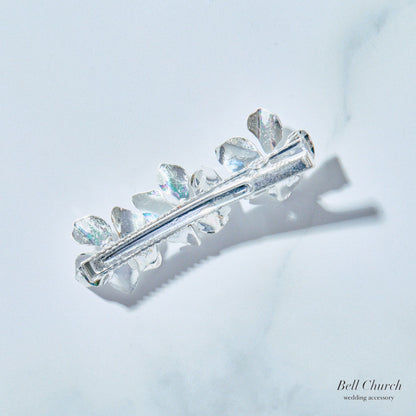 ブライダル ヘアクリップ パール フラワーお花 メタル ニュアンス｜シルバー (BC-H71)【結婚式　アクセサリー　ヘアクリップ　ヘアアクセサリー】