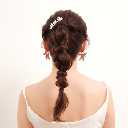 ブライダル ヘアクリップ パール フラワーお花 メタル ニュアンス｜シルバー (BC-H71)【結婚式　アクセサリー　ヘアクリップ　ヘアアクセサリー】