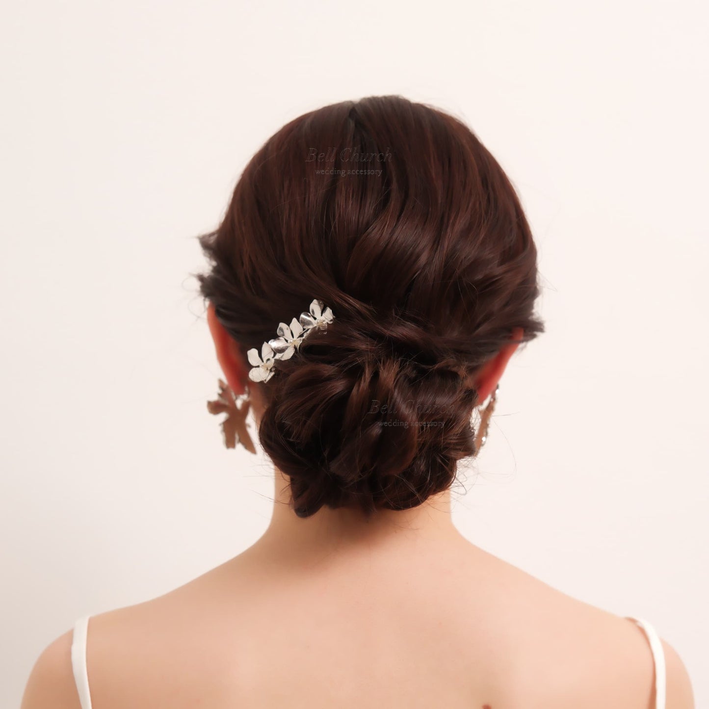 ブライダル ヘアクリップ パール フラワーお花 メタル ニュアンス｜シルバー (BC-H71)【結婚式　アクセサリー　ヘアクリップ　ヘアアクセサリー】