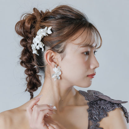 ヘアコーム｜ビーズ ｜フラワー お花モチーフ リーフ 葉っぱモチーフ｜シルバー (BC-H73)【結婚式　アクセサリー　ヘッドドレス　ヘアアクセサリー】