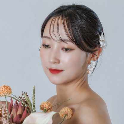 ヘアコーム｜ビーズ ｜フラワー お花モチーフ リーフ 葉っぱモチーフ｜ゴールド(BC-H74)【結婚式　アクセサリー　ヘッドドレス　ヘアアクセサリー】