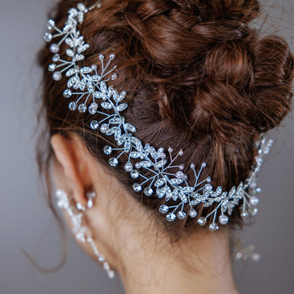 小枝アクセサリー ビジュー シルバー (BC-H7)｜ウェディングアクセサリー【結婚式　アクセサリー　ヘッドドレス　ヘアアクセサリー】