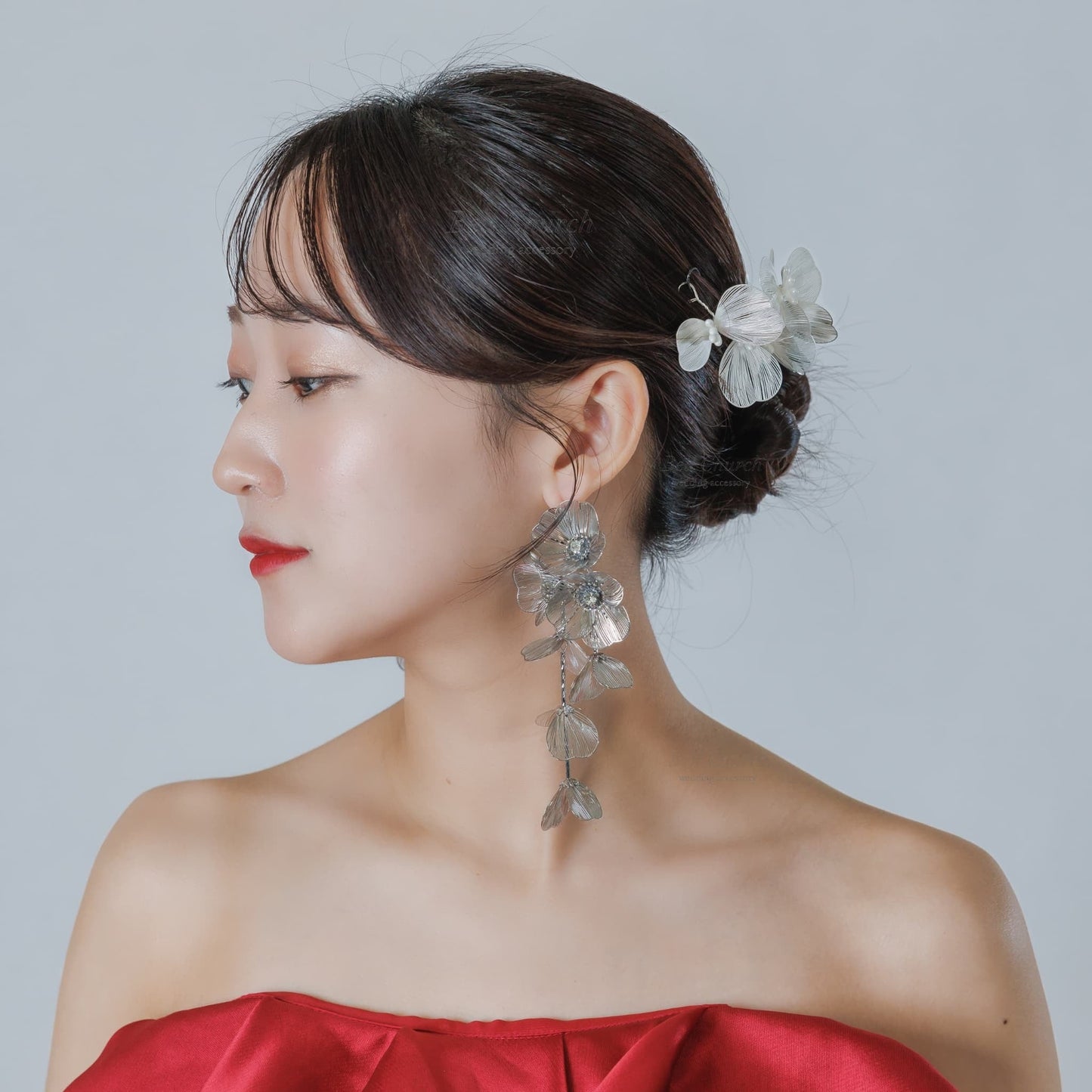 ヘッドドレス｜お花 フラワーモチーフ｜シルバー (BC-H81)【結婚式　アクセサリー　ヘッドドレス　ヘアアクセサリー】