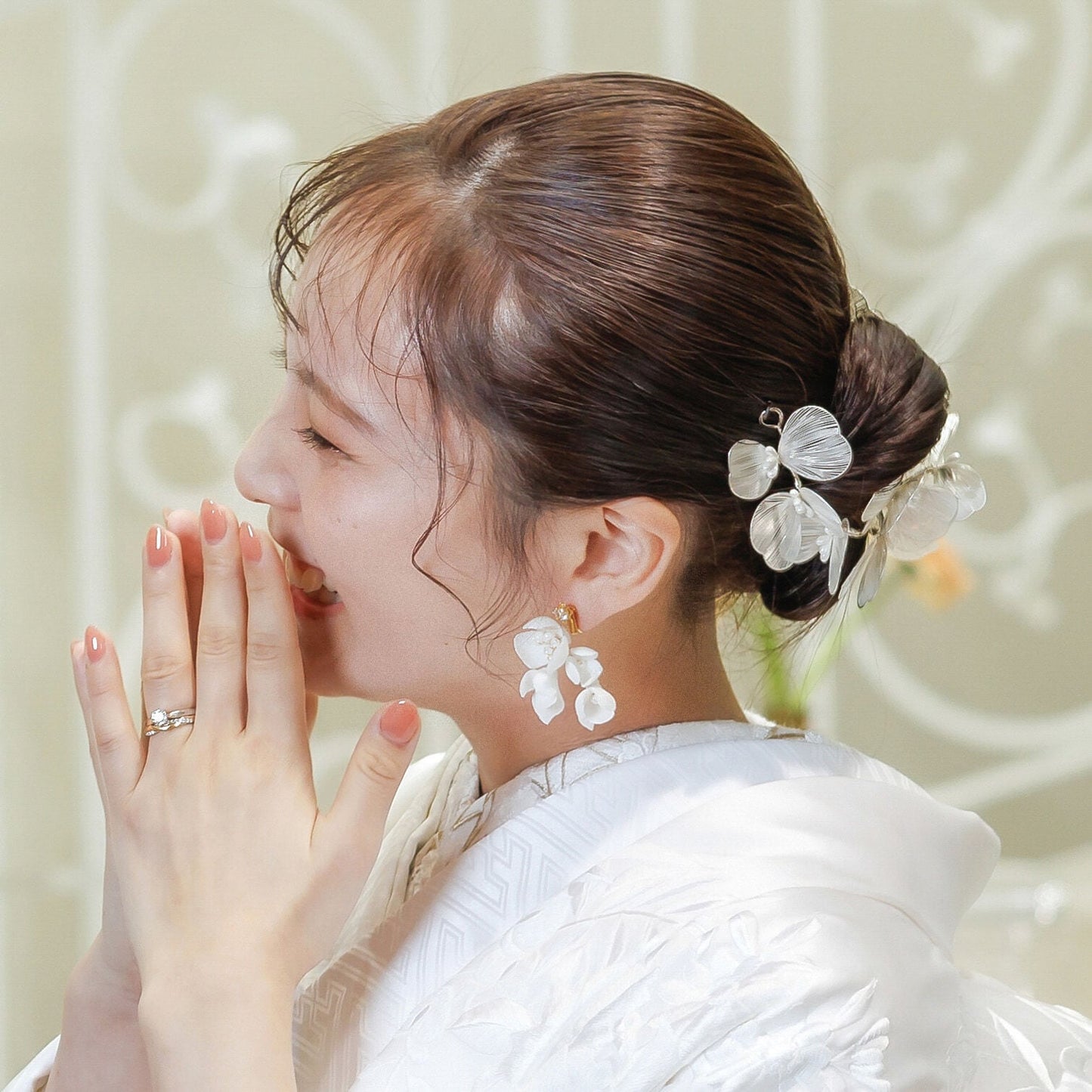 ヘッドドレス｜お花 フラワーモチーフ｜シルバー (BC-H81)【結婚式　アクセサリー　ヘッドドレス　ヘアアクセサリー】