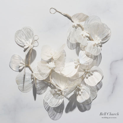 ヘッドドレス｜お花 フラワーモチーフ｜シルバー (BC-H81)【結婚式　アクセサリー　ヘッドドレス　ヘアアクセサリー】