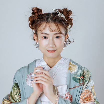 ヘッドピース 3点セット｜ビジュー パール ビーズ｜フラワー お花モチーフ｜リーフ 葉っぱモチーフ｜シルバー(BC-H82)【結婚式　アクセサリー　ヘッドピース　ヘアアクセサリー】