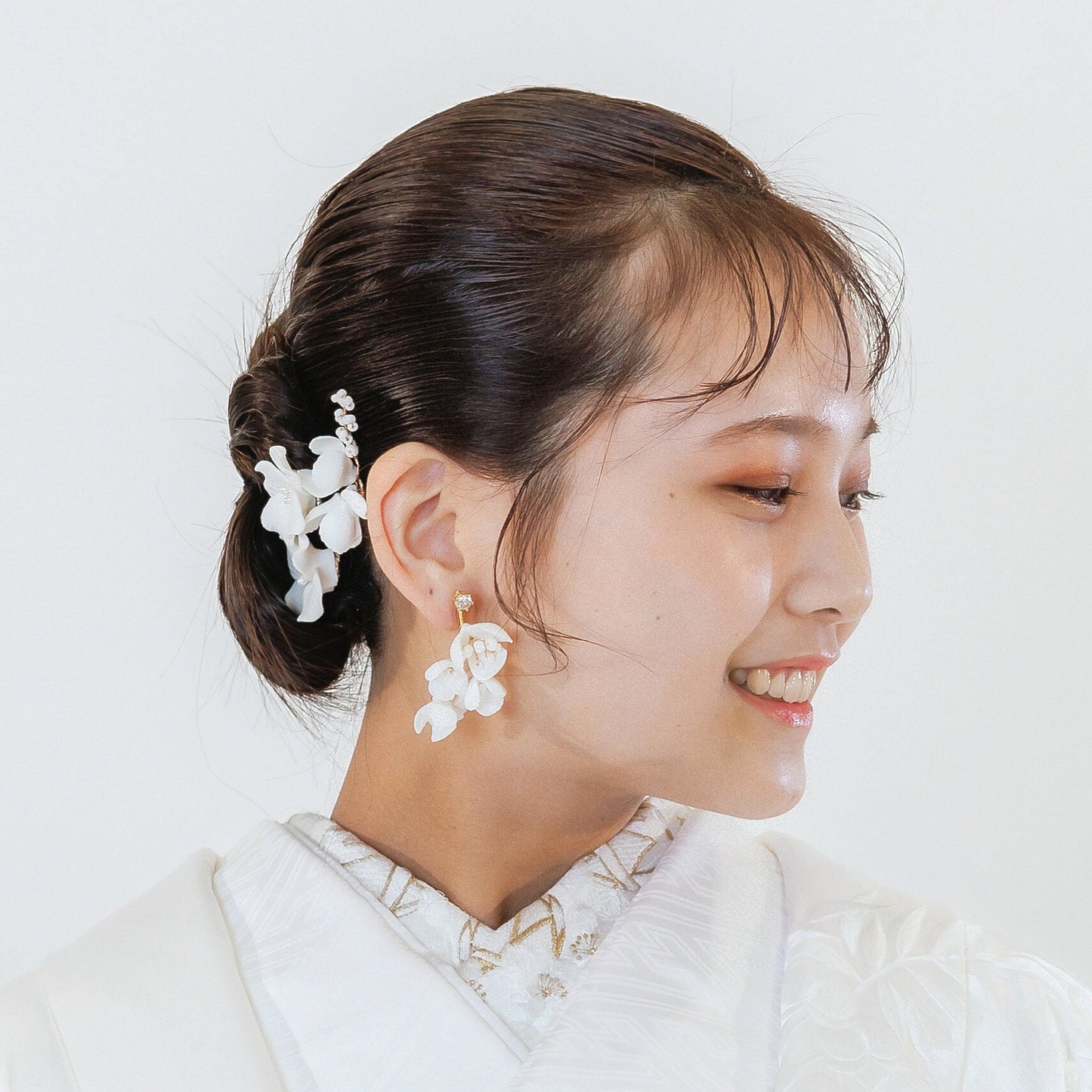 ヘッドピース 5点セット｜パール｜お花 フラワーモチーフ｜シルバー×ホワイト(BC-H87)【結婚式　アクセサリー　ヘッドピース　ヘアアクセサリー】