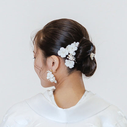 ヘッドピース 5点セット｜パール｜お花 フラワーモチーフ｜シルバー×ホワイト(BC-H87)【結婚式　アクセサリー　ヘッドピース　ヘアアクセサリー】
