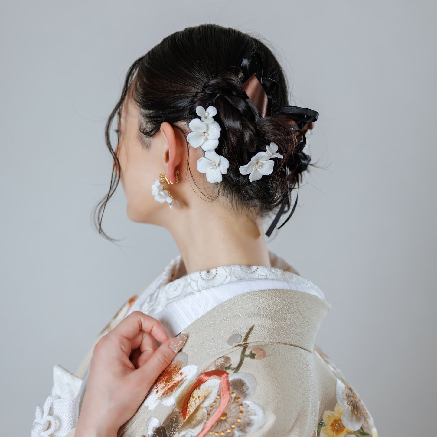 ヘッドピース 5点セット｜パール｜お花 フラワーモチーフ｜シルバー×ホワイト(BC-H87)【結婚式　アクセサリー　ヘッドピース　ヘアアクセサリー】
