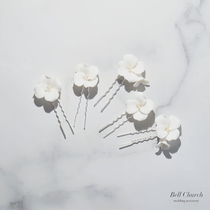 ヘッドピース 5点セット｜パール｜お花 フラワーモチーフ｜シルバー×ホワイト(BC-H87)【結婚式　アクセサリー　ヘッドピース　ヘアアクセサリー】