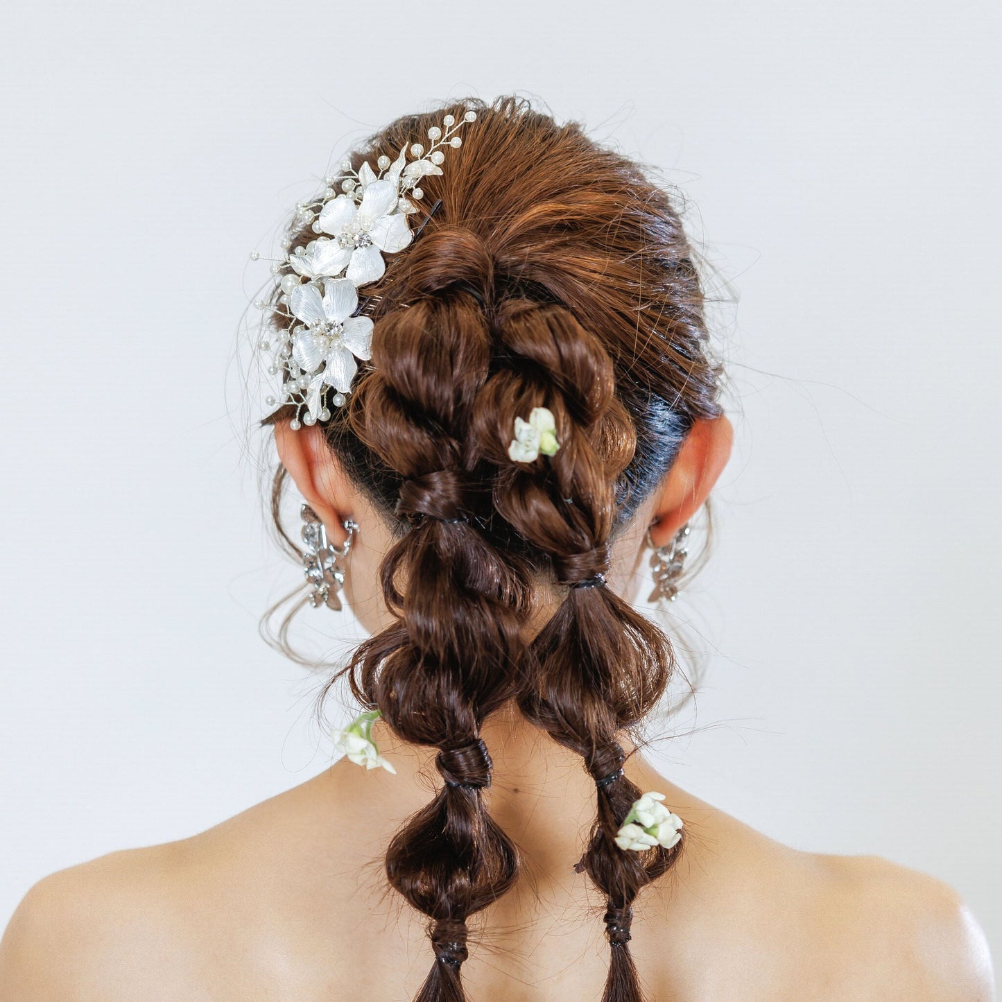 ウエディング ヘアコーム｜パール ビジュー｜お花 フラワーモチーフ｜葉っぱ リーフモチーフ｜シルバー(BC-H88)【結婚式　アクセサリー　ヘッドドレス　ヘアアクセサリー】