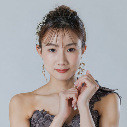 ウエディング ヘアコーム｜パール ビジュー｜お花 フラワーモチーフ｜葉っぱ リーフモチーフ｜シルバー(BC-H88)【結婚式　アクセサリー　ヘッドドレス　ヘアアクセサリー】