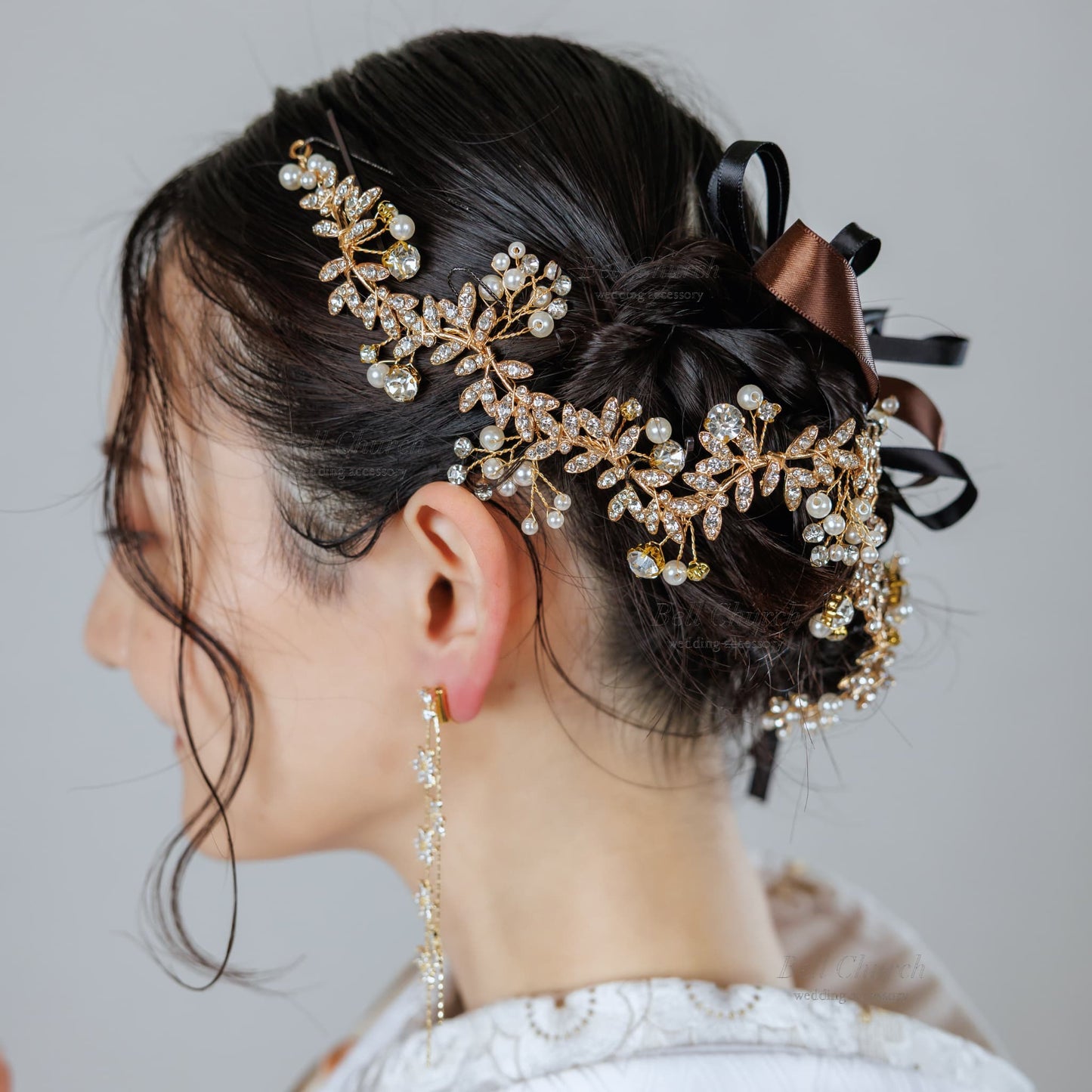小枝アクセサリー ビジュー ゴールド (BC-H8)｜ウェディングアクセサリー【結婚式　アクセサリー　ヘッドドレス　ヘアアクセサリー】