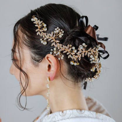 小枝アクセサリー ビジュー ゴールド (BC-H8)｜ウェディングアクセサリー【結婚式　アクセサリー　ヘッドドレス　ヘアアクセサリー】