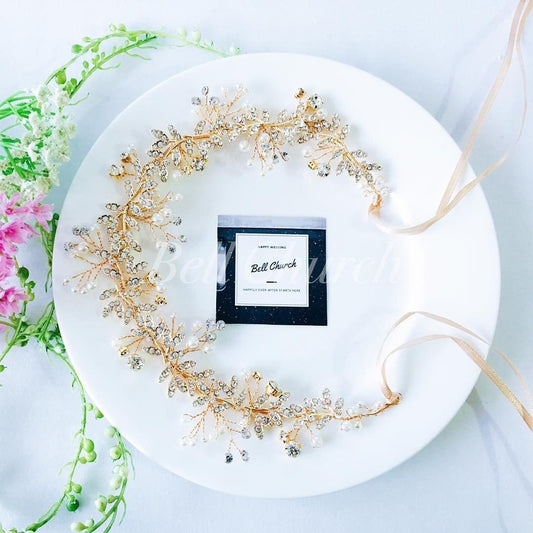 小枝アクセサリー ビジュー ゴールド (BC-H8)｜ウェディングアクセサリー【結婚式　アクセサリー　ヘッドドレス　ヘアアクセサリー】