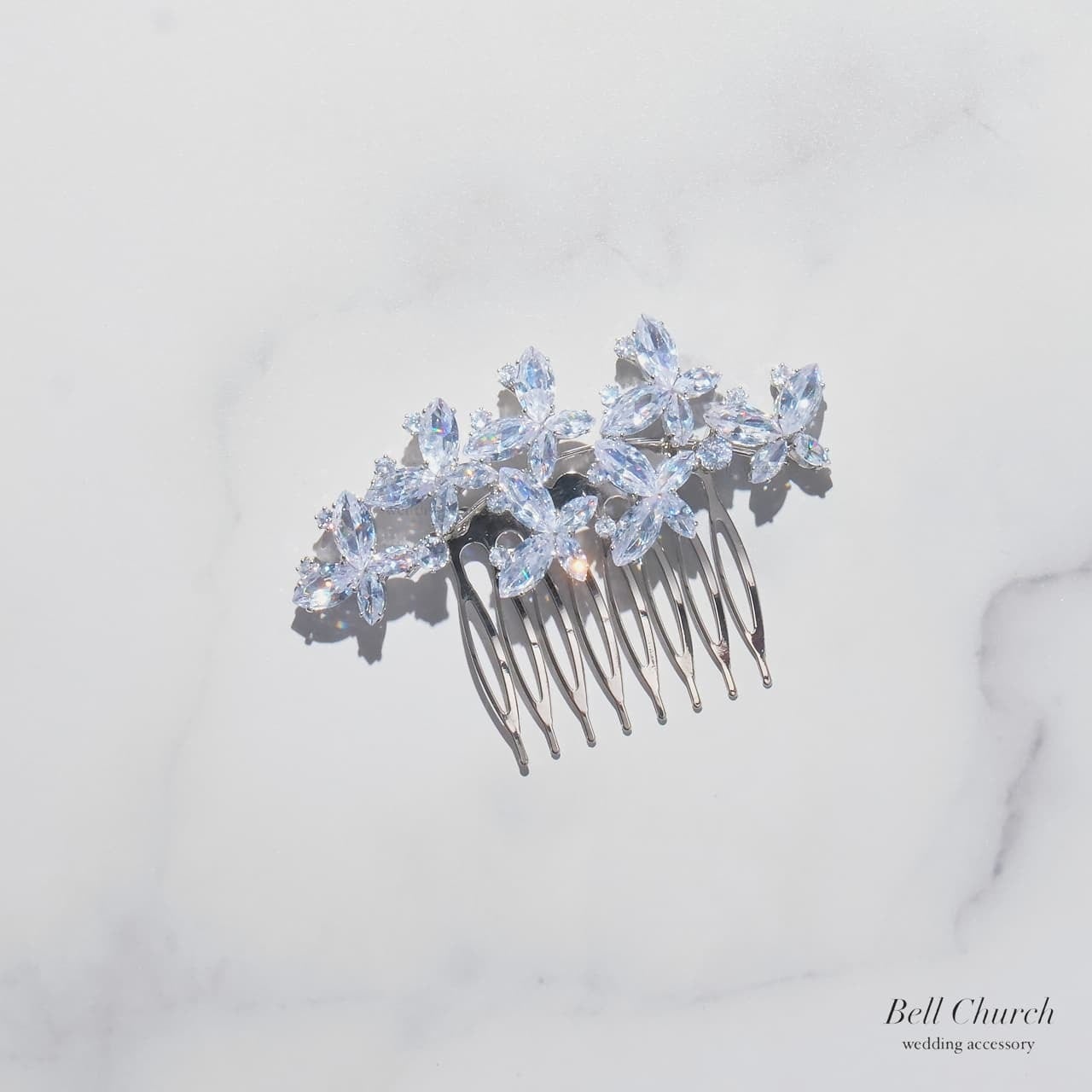 ウエディング ヘアコーム｜ジルコニア｜バタフライ 蝶々モチーフ｜シルバー(BC-H92)【結婚式　アクセサリー　ヘッドドレス　ヘアアクセサリー】