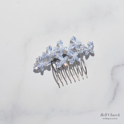 ウエディング ヘアコーム｜ジルコニア｜バタフライ 蝶々モチーフ｜シルバー(BC-H92)【結婚式　アクセサリー　ヘッドドレス　ヘアアクセサリー】