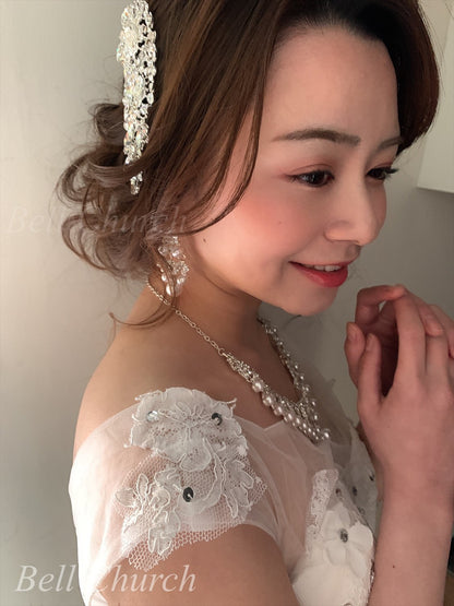 ヘアコーム  ビジュー シルバー (BC-H9)｜ブライダルアクセサリー【結婚式　アクセサリー　ヘアコーム　ヘアアクセサリー】
