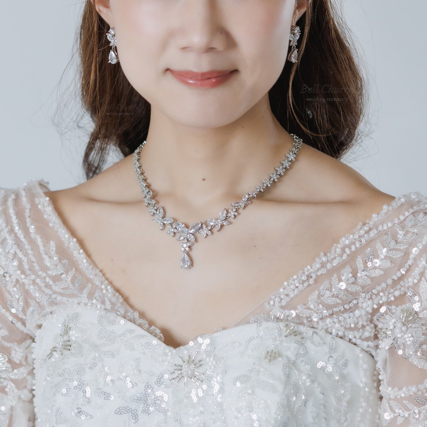 ネックレス & ピアス / イヤリング 2点セット (BC-PN12)｜ウェディングアクセサリー【結婚式　アクセサリー　ピアス　イヤリング　ネックレス】