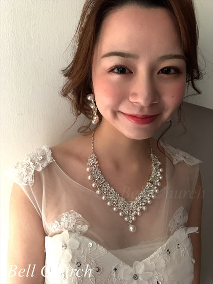 ネックレス & ピアス / イヤリング 2点セット (BC-PN2)｜ウェディングアクセサリー【結婚式　アクセサリー　ピアス　イヤリング　ネックレス】