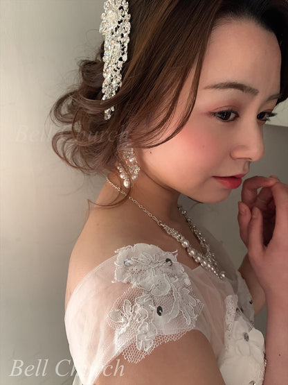 ネックレス & ピアス / イヤリング 2点セット (BC-PN2)｜ウェディングアクセサリー【結婚式　アクセサリー　ピアス　イヤリング　ネックレス】