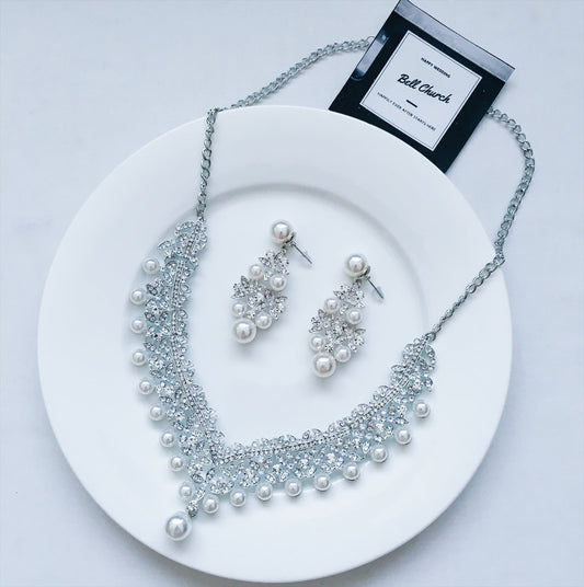 ネックレス & ピアス / イヤリング 2点セット (BC-PN2)｜ウェディングアクセサリー【結婚式　アクセサリー　ピアス　イヤリング　ネックレス】