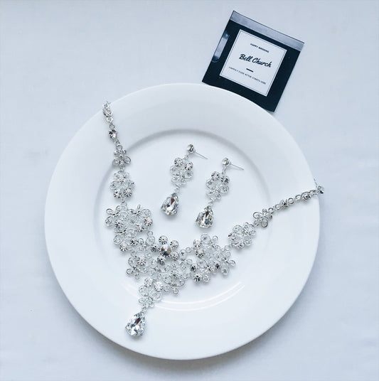 ネックレス & ピアス / イヤリング 2点セット (BC-PN3)｜ウェディングアクセサリー【結婚式　アクセサリー　ピアス　イヤリング　ネックレス】