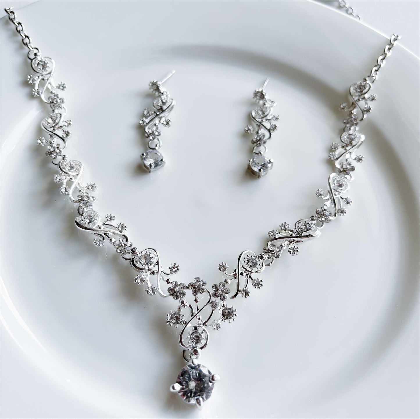 ネックレス & ピアス / イヤリング 2点セット (BC-PN5)｜ウェディングアクセサリー【結婚式　アクセサリー　ピアス　イヤリング　ネックレス】