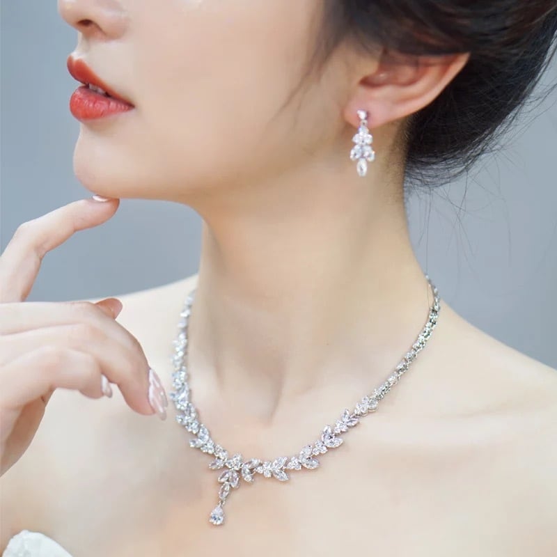 ネックレス & ピアス / イヤリング 2点セット (BC-PN6)｜ウェディングアクセサリー【結婚式　アクセサリー　ピアス　イヤリング　ネックレス】