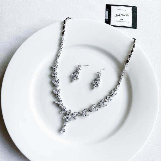 ネックレス & ピアス / イヤリング 2点セット (BC-PN6)｜ウェディングアクセサリー【結婚式　アクセサリー　ピアス　イヤリング　ネックレス】