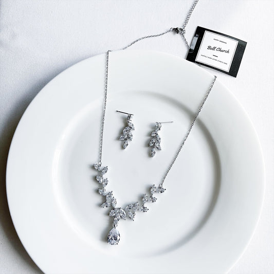 ネックレス & ピアス / イヤリング 2点セット (BC-PN7)｜ウェディングアクセサリー【結婚式　アクセサリー　ピアス　イヤリング　ネックレス】