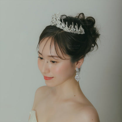 ウェディングティアラ パール キュービックジルコニア ビーズ (BC-T10)｜ウェディングアクセサリー【結婚式　アクセサリー　ティアラ　ヘッドドレス　ヘアアクセサリー】