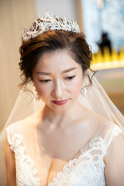 ウェディングティアラ パール キュービックジルコニア ビーズ (BC-T10)｜ウェディングアクセサリー【結婚式　アクセサリー　ティアラ　ヘッドドレス　ヘアアクセサリー】
