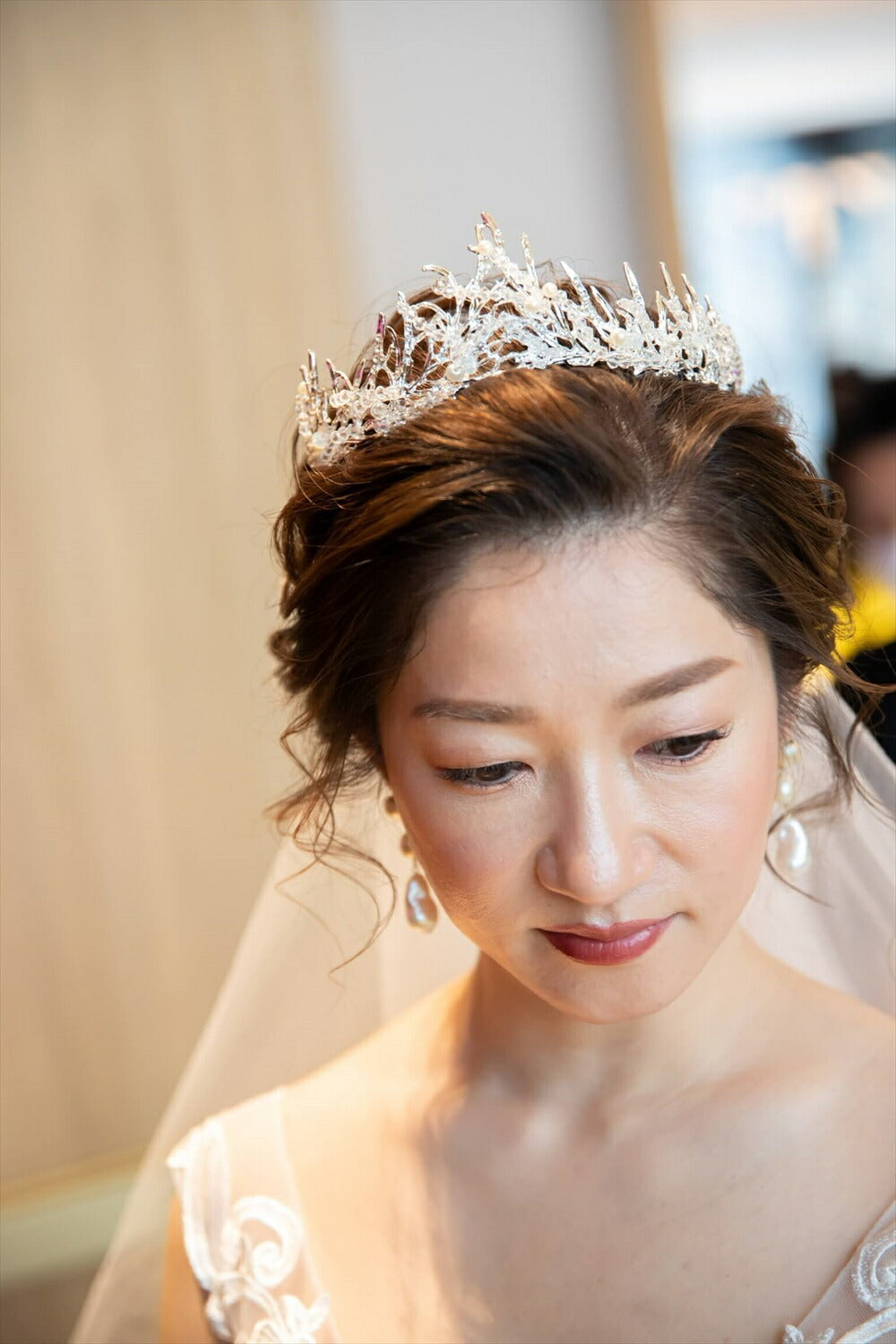 ウェディングティアラ パール キュービックジルコニア ビーズ (BC-T10)｜ウェディングアクセサリー【結婚式　アクセサリー　ティアラ　ヘッドドレス　ヘアアクセサリー】