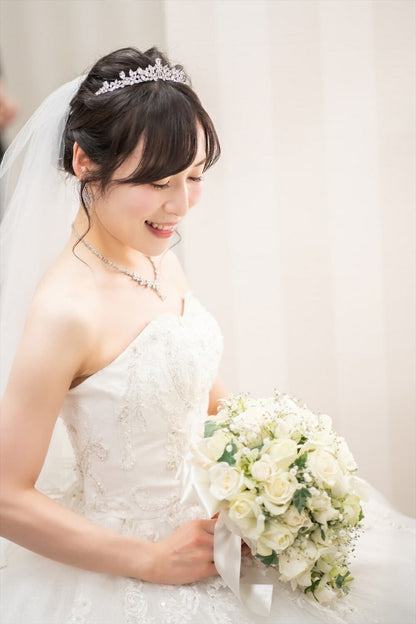 ウェディングティアラ キュービックジルコニア(BC-T12)｜ウェディングアクセサリー【結婚式　アクセサリー　ティアラ　ヘッドドレス　ヘアアクセサリー】