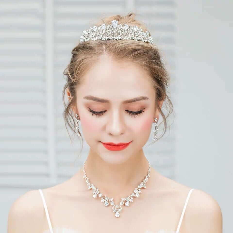 ウェディングティアラ キュービックジルコニア ラインストーン(BC-T14) ｜ウェディングアクセサリー【結婚式　アクセサリー　ティアラ　ヘッドドレス　ヘアアクセサリー】