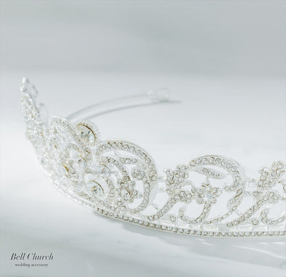 ティアラ | ジルコニア | ハートモチーフ | シルバー | (BC-T19)【結婚式　アクセサリー　ティアラ　ヘッドドレス　ヘアアクセサリー】