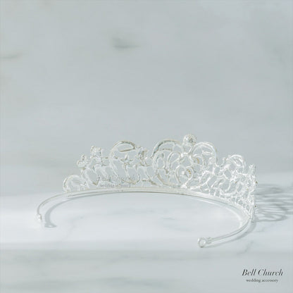 ティアラ | ジルコニア | ハートモチーフ | シルバー | (BC-T19)【結婚式　アクセサリー　ティアラ　ヘッドドレス　ヘアアクセサリー】