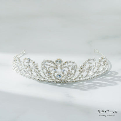 ティアラ | ジルコニア | ハートモチーフ | シルバー | (BC-T19)【結婚式　アクセサリー　ティアラ　ヘッドドレス　ヘアアクセサリー】