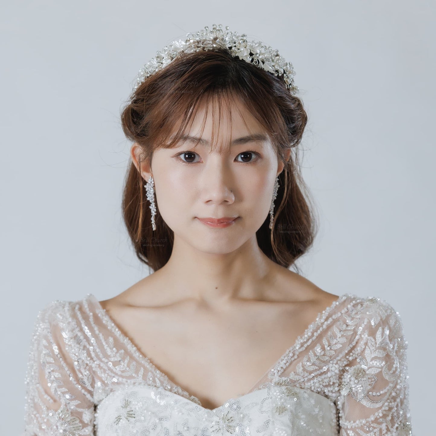 ティアラ｜ジルコニア パール｜葉っぱ リーフモチーフ｜シルバー(BC-T21)【結婚式　アクセサリー　ティアラ　ヘッドドレス　ヘアアクセサリー】