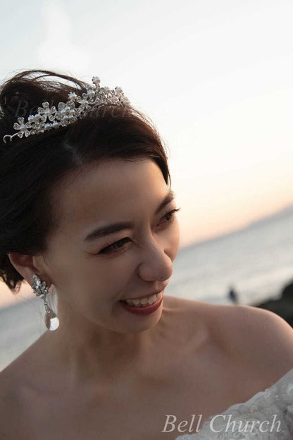 ウェディングティアラ キュービックジルコニア (BC-T4)｜ウェディングアクセサリー【結婚式　アクセサリー　ティアラ　ヘッドドレス　ヘアアクセサリー】