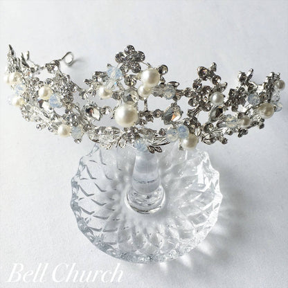 ウェディングティアラ パール キュービックジルコニア クリスタル (BC-T6)｜ウェディングアクセサリー【結婚式　アクセサリー　ティアラ　ヘッドドレス　ヘアアクセサリー】