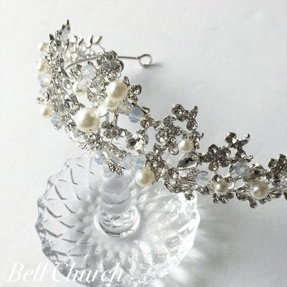 ウェディングティアラ パール キュービックジルコニア クリスタル (BC-T6)｜ウェディングアクセサリー【結婚式　アクセサリー　ティアラ　ヘッドドレス　ヘアアクセサリー】