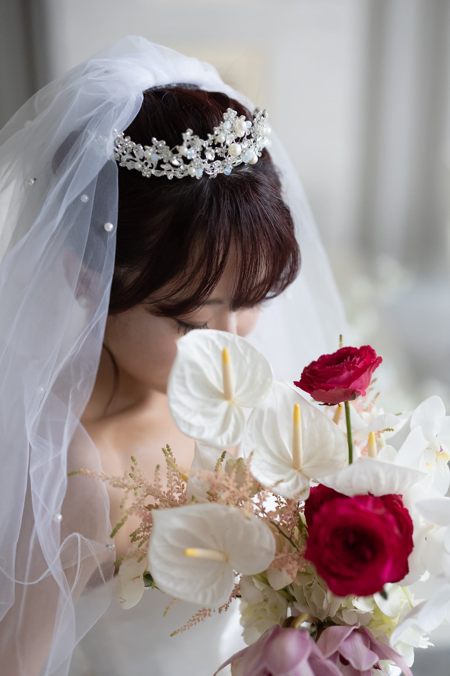 ウェディングティアラ パール キュービックジルコニア クリスタル (BC-T6)｜ウェディングアクセサリー【結婚式　アクセサリー　ティアラ　ヘッドドレス　ヘアアクセサリー】